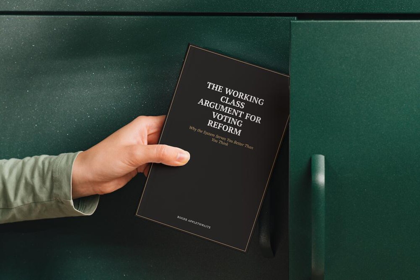 A Covert Stories notebook that looks like a political nonfiction hardback.