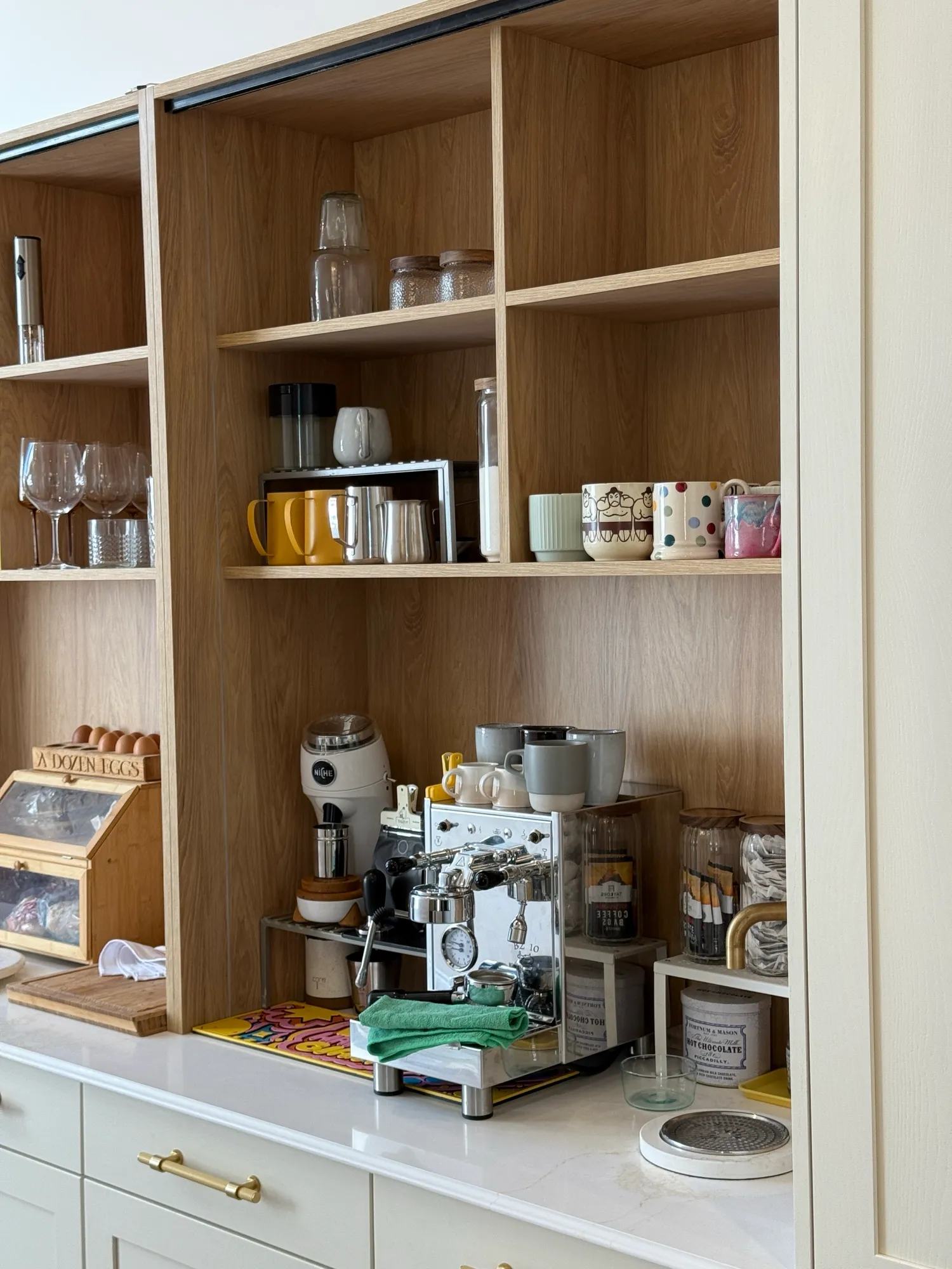 The coffee bar area. There will be glass doors across the front of these units at some point soon.